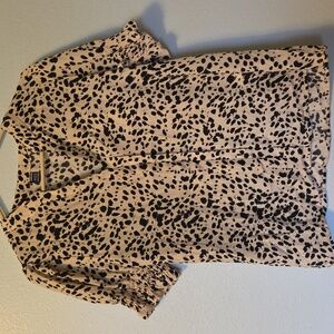 Animal Print Short Sleeve Blouse